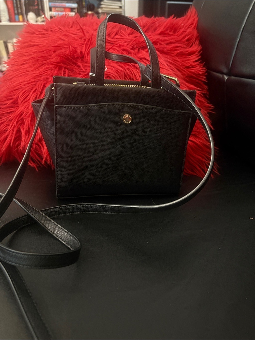 Steven By Steve Madden Black Saffiano Leather Shoulder Bag